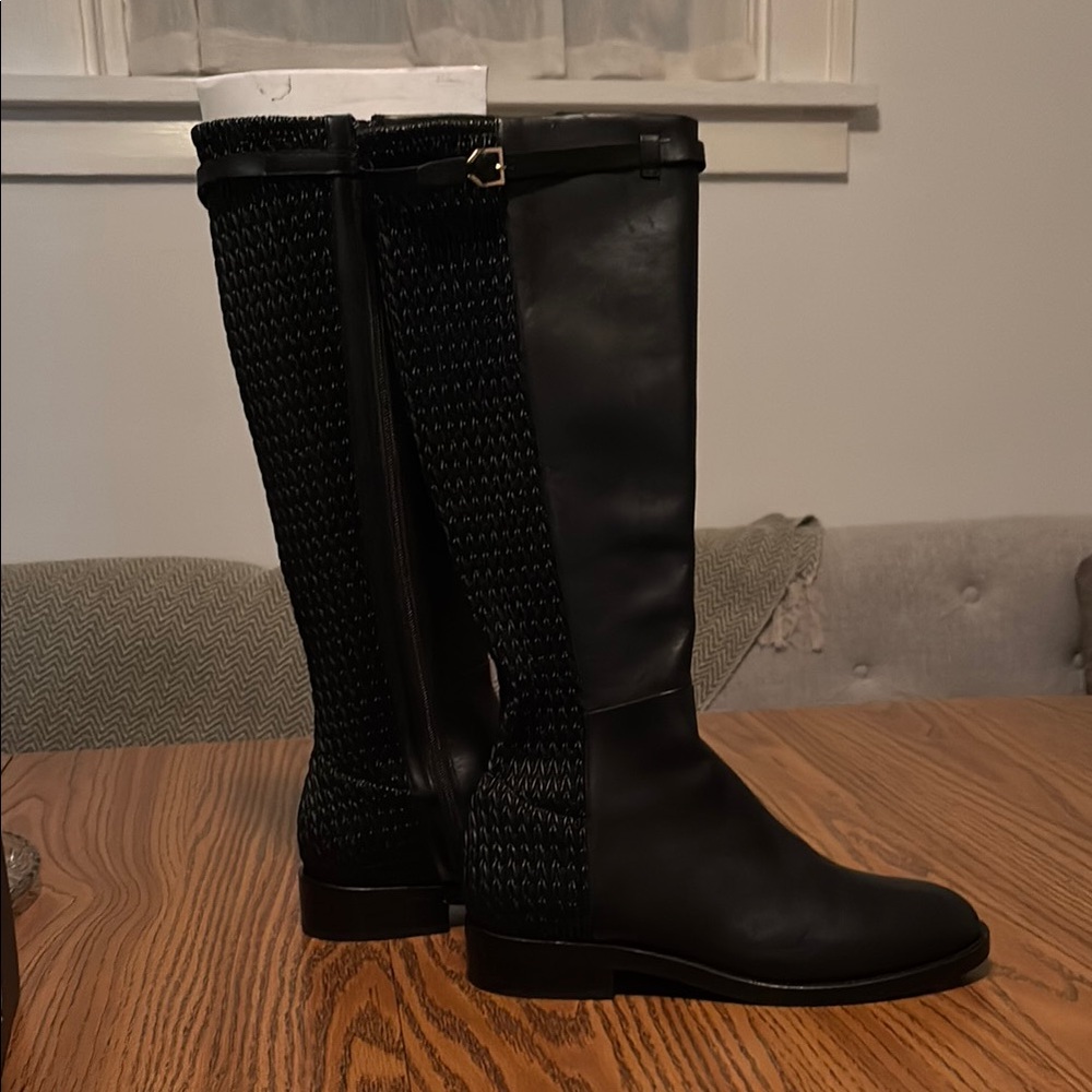 Black Leather Knee-High Boots